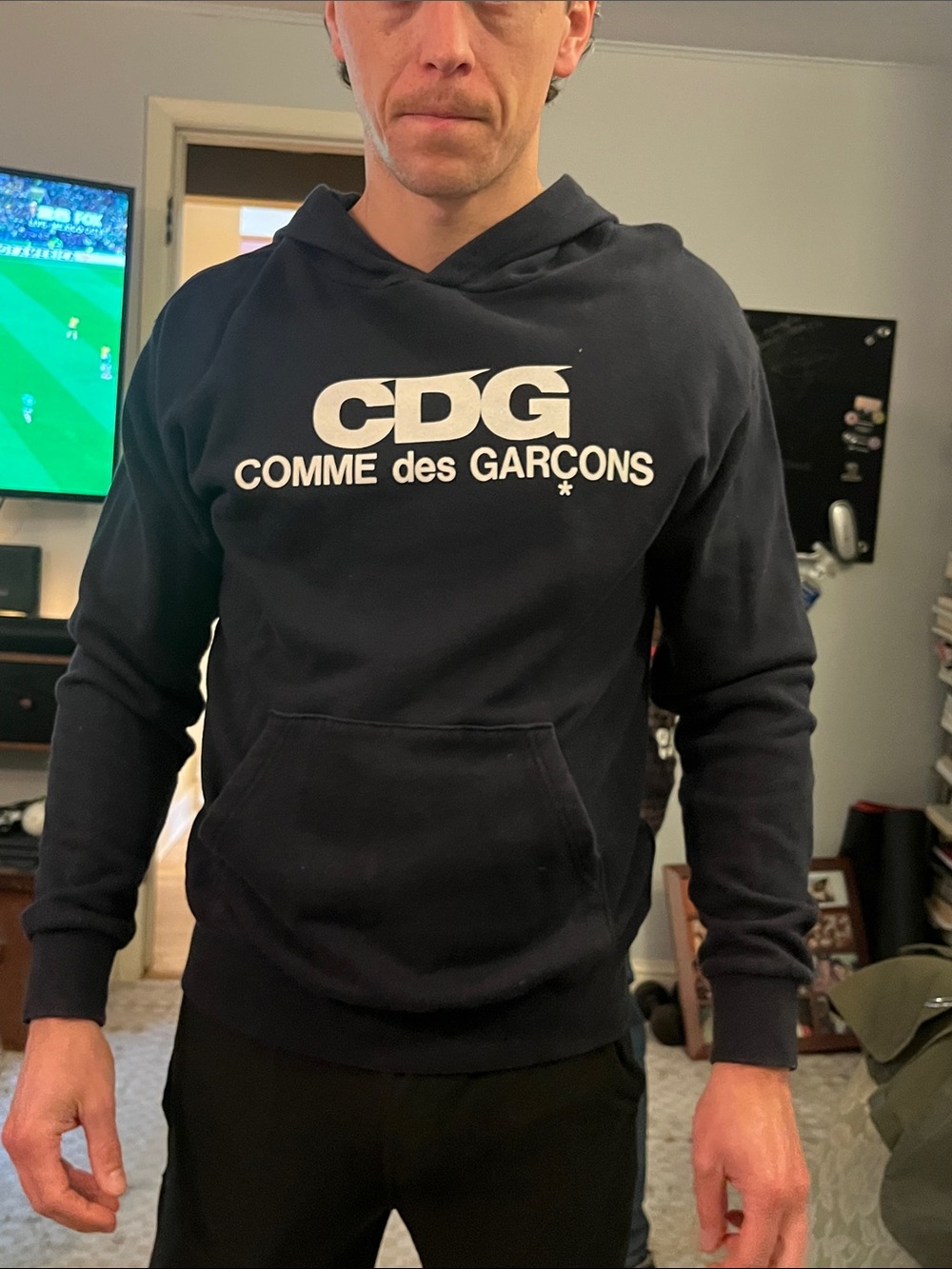 Comme des Garcons CDG Black Hoodie with White Comme Logo